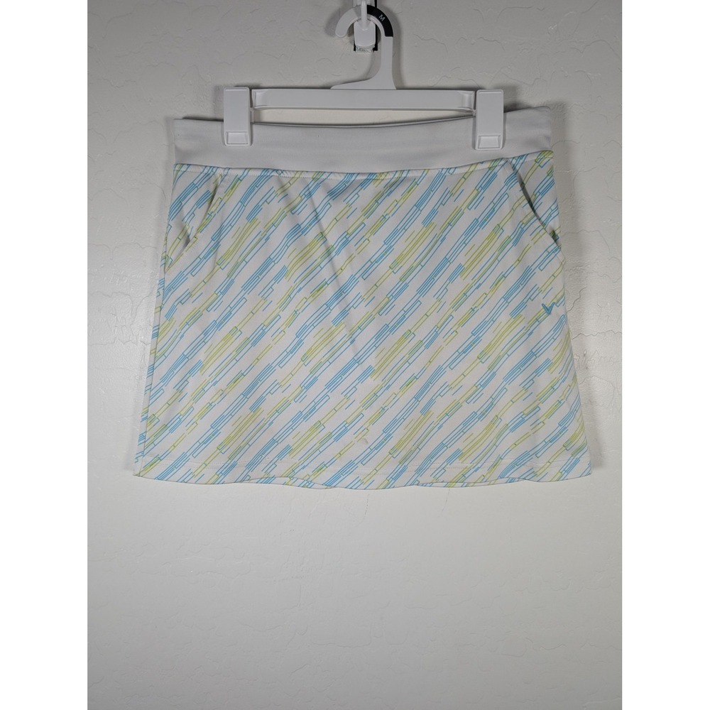 Callaway Skort Womens Medium White Blue Green Golf Athletic Stretch Pockets